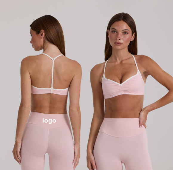 Custom OEM & ODM Contrast Trim Sports Bras and Soft Fabric Yoga Bra