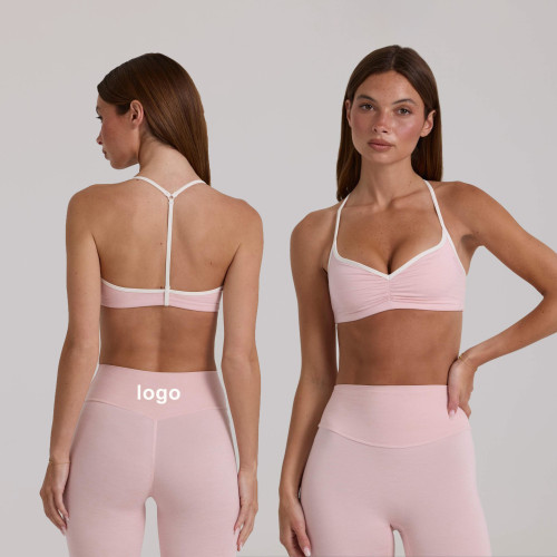Custom OEM & ODM Contrast Trim Sports Bras and Soft Fabric Yoga Bra