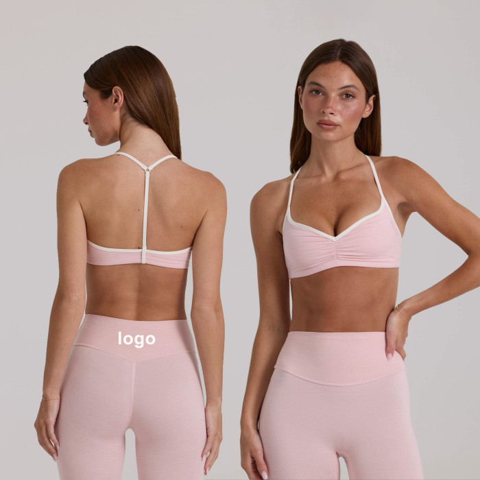 Custom OEM & ODM Contrast Trim Sports Bras and Soft Fabric Yoga Bra