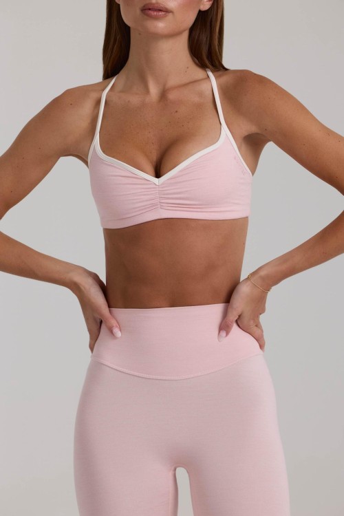 Custom OEM & ODM Contrast Trim Sports Bras and Soft Fabric Yoga Bra
