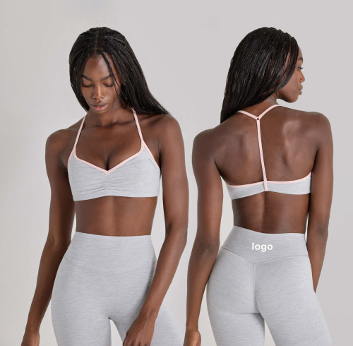 Custom Contrast Trim Sports Bras Sweetheart neck with slender halter straps Yoga Bra