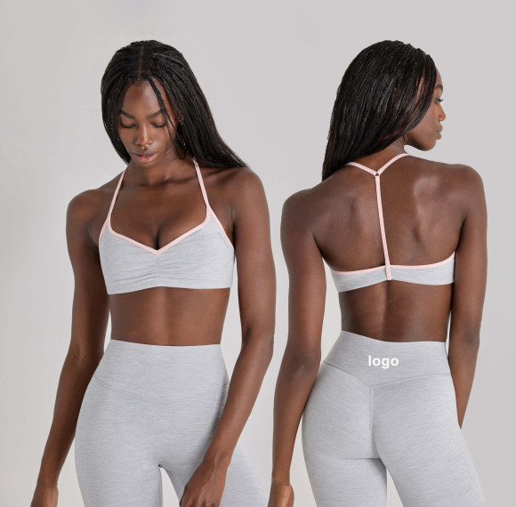 Custom Contrast Trim Sports Bras Sweetheart neck with slender halter straps Yoga Bra