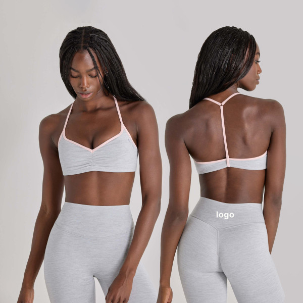 Custom Contrast Trim Sports Bras Sweetheart neck with slender halter straps Yoga Bra