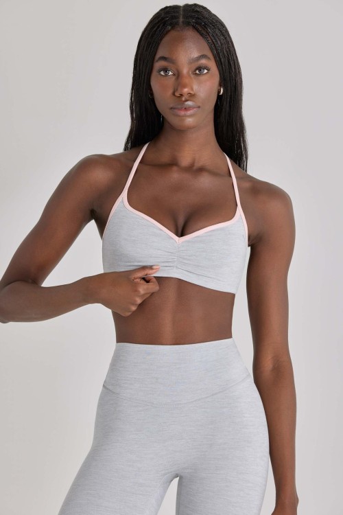 Custom Contrast Trim Sports Bras Sweetheart neck with slender halter straps Yoga Bra