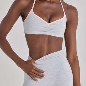 Custom Contrast Trim Sports Bras Sweetheart neck with slender halter straps Yoga Bra