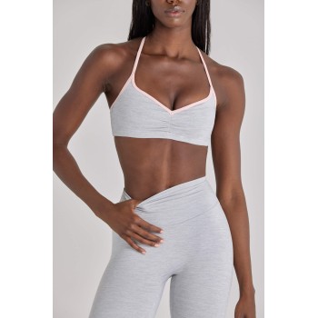 Custom Contrast Trim Sports Bras Sweetheart neck with slender halter straps Yoga Bra