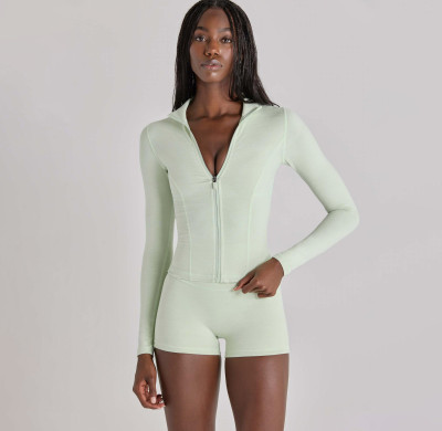 Custom High Mock Neck Long Sleeve Soft Active Zip Up Jacket