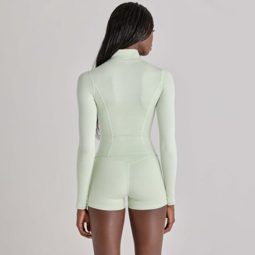 Custom High Mock Neck Long Sleeve Soft Active Zip Up Jacket