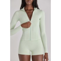 Custom High Mock Neck Long Sleeve Soft Active Zip Up Jacket