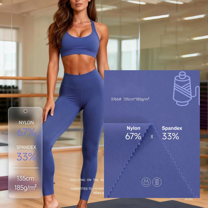 Nylon Spandex Fabric for Custom Yoga Leggings & Sports Bra 4-Way Stretch Activewear Material