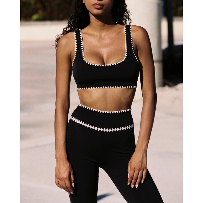 Manufacturer Running Stretchy Sporty Contrast Training Sports Bra Tops Women Yoga