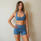 Custom Women Yoga Wear Racerback Sports Bra Shorts Sets Gym Running Active Wear