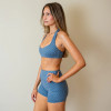 Custom Women Yoga Wear Racerback Sports Bra Shorts Sets Gym Running Active Wear