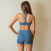 Custom Women Yoga Wear Racerback Sports Bra Shorts Sets Gym Running Active Wear