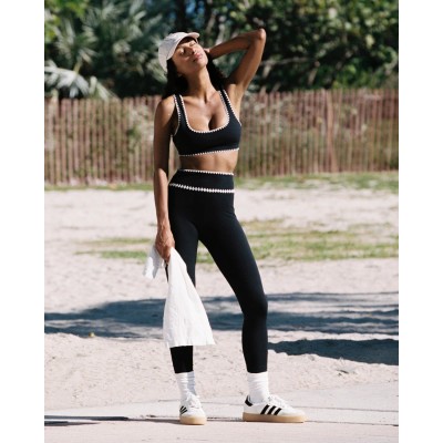Sustainable Eco-friendly Contrast Stitch Bra And Leggings Sportswear Sets Women