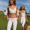 B2B Custom Ribbed Yoga Sets Capri Pants Wholesale Seamless Activewear OEM