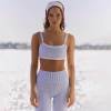 Custom Blue Pinstripe Layered Yoga Sports Bra - Wholesale Sportswear Manufacturer Factory Direct