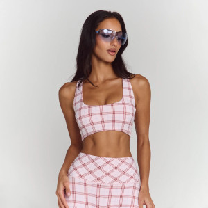 Custom Plaid Sports Bra Manufacturer OEM | Yoga Bra Factory Bulk