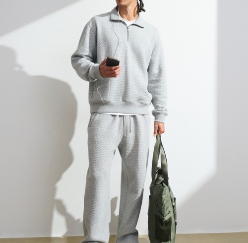 Custom Waffle Texture Half-Zip Sweatshirt | Mens Sportswear Factory