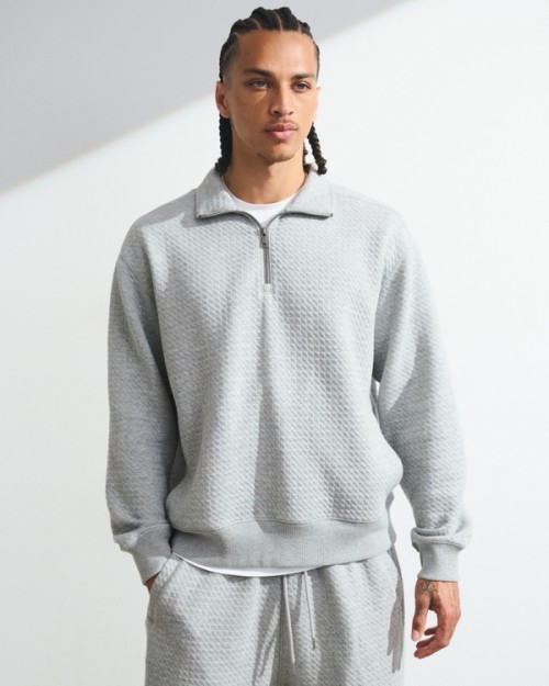 Custom Waffle Texture Half-Zip Sweatshirt | Mens Sportswear Factory