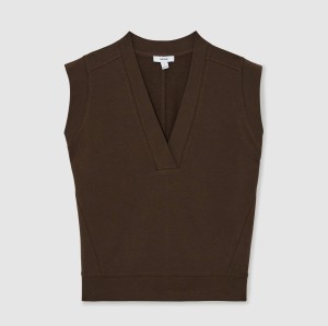 Custom Sleeveless V-Neck Sweat Top Tan | Womens Sportswear Factory