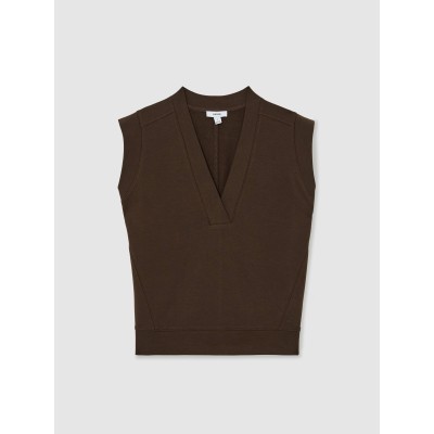Custom Sleeveless V-Neck Sweat Top Tan | Womens Sportswear Factory