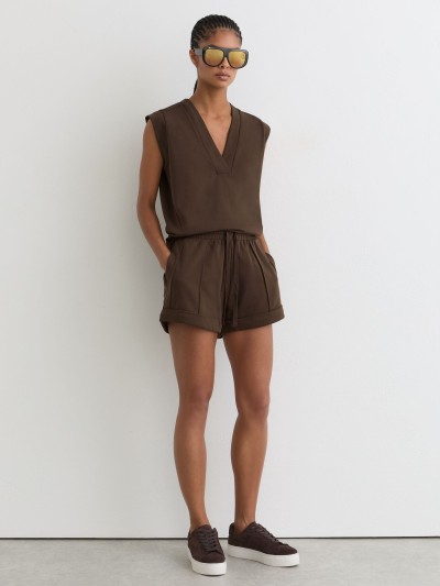 Custom Sleeveless V-Neck Sweat Top Tan | Womens Sportswear Factory