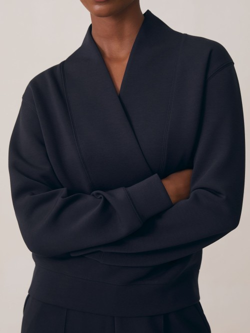 Custom Shawl-Neck Sweatshirt with Modal | Sportswear Manufacturer Navy