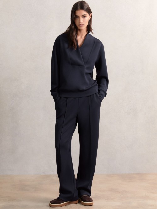 Custom Shawl-Neck Sweatshirt with Modal | Sportswear Manufacturer Navy