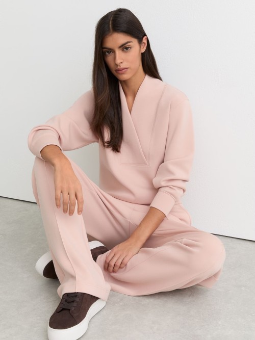 Custom Shawl-Neck Sweatshirt with Modal | Sportswear Factory Pink