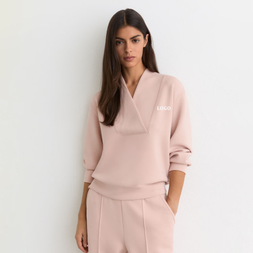 Custom Shawl-Neck Sweatshirt with Modal | Sportswear Factory Pink