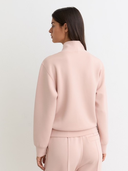 Custom Shawl-Neck Sweatshirt with Modal | Sportswear Factory Pink