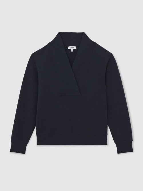 Custom Shawl-Neck Sweatshirt with Modal | Sportswear Manufacturer Navy