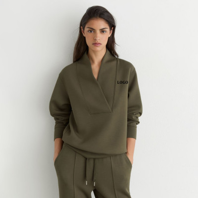 Custom Shawl-Neck Sweatshirt with Modal | Sportswear Factory Green