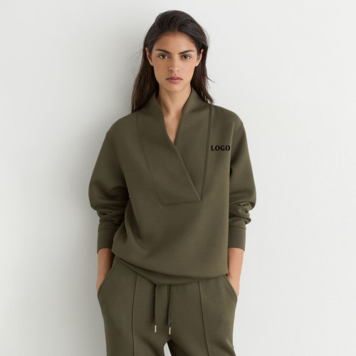 Custom Shawl-Neck Sweatshirt with Modal | Sportswear Factory Green