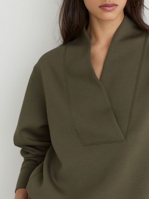 Custom Shawl-Neck Sweatshirt with Modal | Sportswear Factory Green