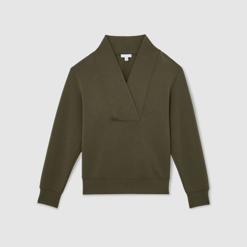Custom Shawl-Neck Sweatshirt with Modal | Sportswear Factory Green