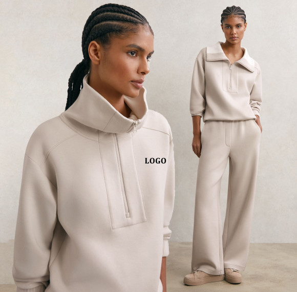 Custom Interlock Half-Zip Sweatshirt | Womens Sportswear Factory Bulk