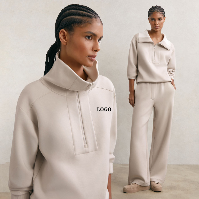 Custom Interlock Half-Zip Sweatshirt | Womens Sportswear Factory Bulk