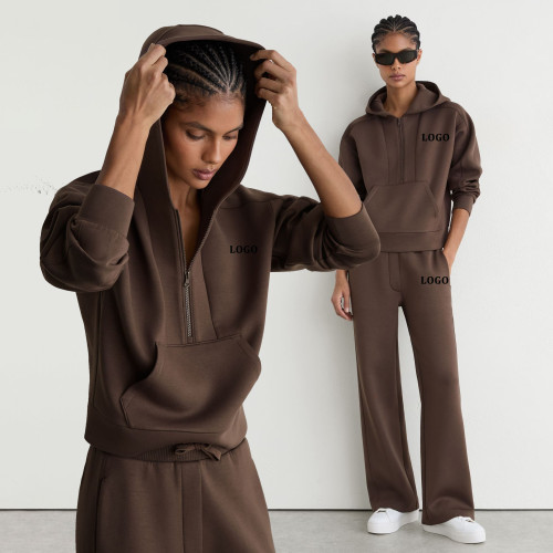 Custom Interlock Half-Zip Hoodie | Womens Sportswear Manufacturer