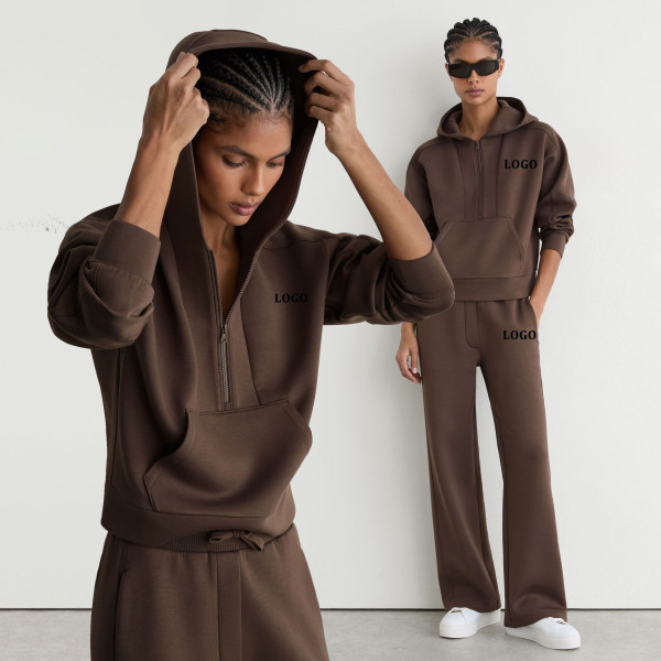 Custom Interlock Half-Zip Hoodie | Womens Sportswear Manufacturer