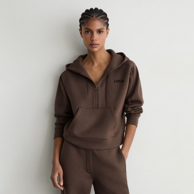 Custom Interlock Half-Zip Hoodie | Womens Sportswear Manufacturer