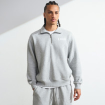 Custom Waffle Texture Popover Sweatshirt | Sportswear Factory Wholesale