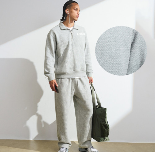 Custom Waffle Texture Popover Sweatshirt | Sportswear Factory Wholesale