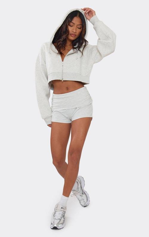 Custom Cloud Fleece Cropped Hoodie Breathable Spring Workout  Sweatshirts Cotton Shorts