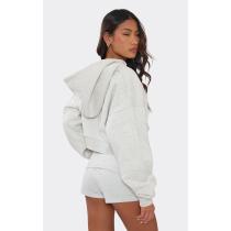 Custom Cloud Fleece Cropped Hoodie Breathable Spring Workout  Sweatshirts Cotton Shorts