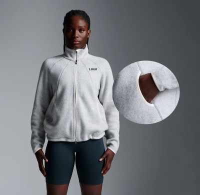 Custom Zip Recycled Wool Blend Scuba Long Sleeve Top Explore Jacket | Womens Sportswear Factory