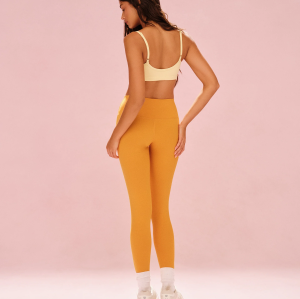 Custom OEM & ODM Thin Elastic Straps Sports Bras and Soft Fabric Yellow Yoga Bra