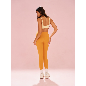 Custom OEM & ODM Thin Elastic Straps Sports Bras and Soft Fabric Yellow Yoga Bra