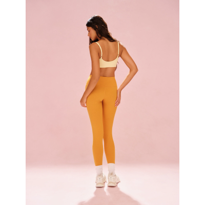 Custom OEM & ODM Thin Elastic Straps Sports Bras and Soft Fabric Yellow Yoga Bra